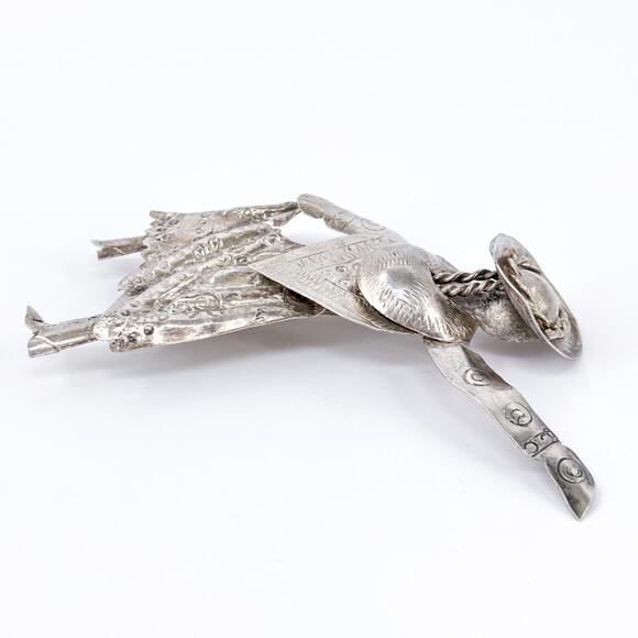 Vintage Peru Sterling Silver 925 Folk Dancer Brooch Pin - Picture 3 of 8